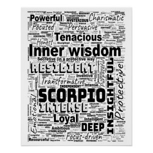 Poster Scorpio Zodiac Word Cloud Inspiration brillante