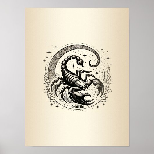 Poster Scorpion Croissant Lune Astrologie Zodiac Scorpio (Devant)