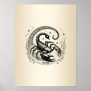 Poster Scorpion Croissant Lune Astrologie Zodiaque Scorpi