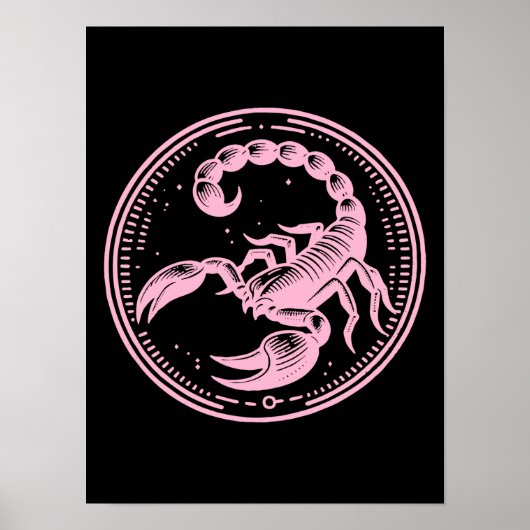Poster Scorpion Rose Astrologie Signe du Zodiaque Scorpio (Devant)