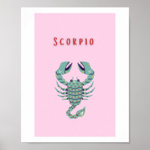 Poster Scorpion rose, zodiaque, signe du zodiaque