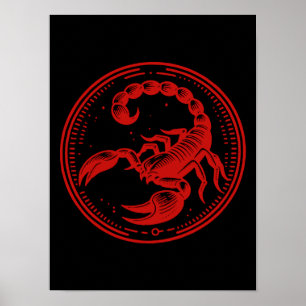Poster Scorpion rouge Astrologie Signe du zodiaque Scorpi