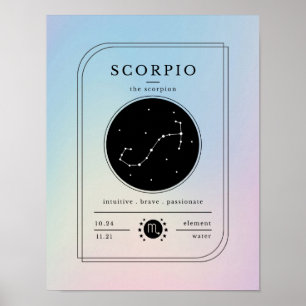Poster Scorpion Thème Zodiaque Dégradé Pastels