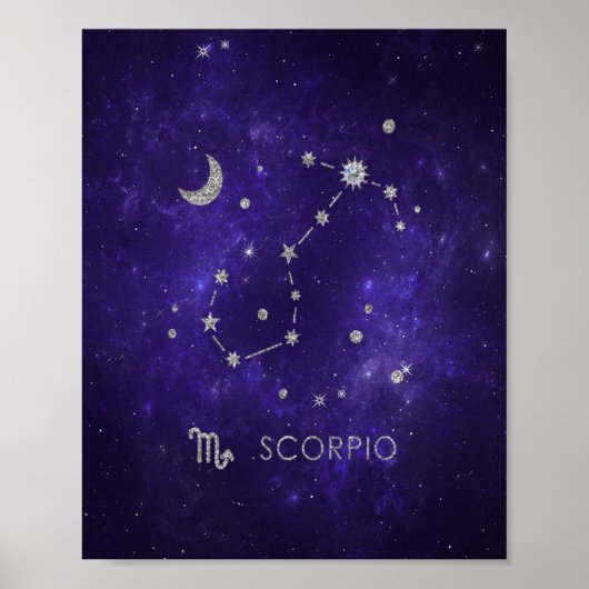 Poster Scorpion violet zodiaque | Horoscope d'astrologie (Devant)