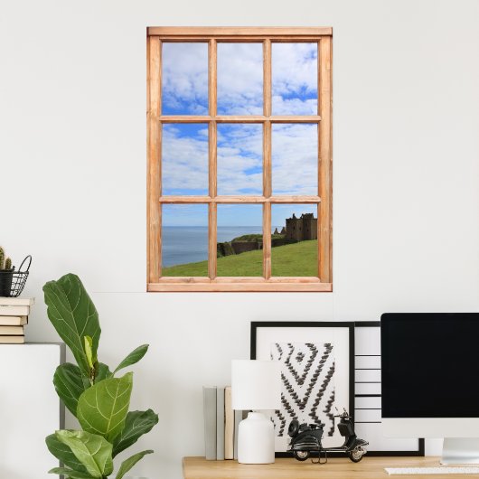 Poster Scotland Castle, Sky and Ocean View from the Windo (Bureau à domicile)