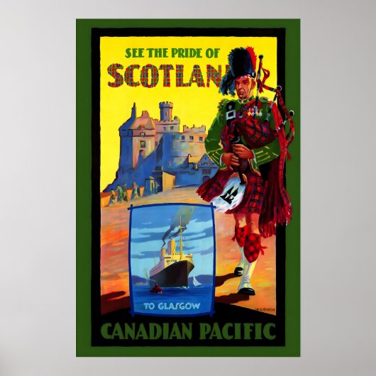 Poster Scotland Scotsman Pipe Player Celtic Edinburgh (Devant)