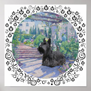 Poster Scottie au jardin printanier