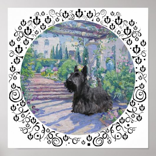 Poster Scottie in Springtime Garden (Devant)