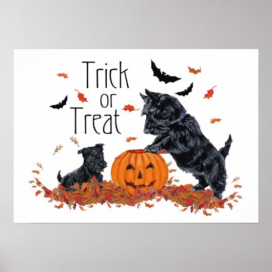 Poster SCOTTIE Papa et chiot Halloween (Devant)
