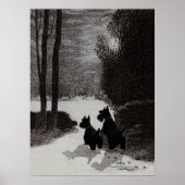 Poster Scotties Surreal Winter Night (Devant)