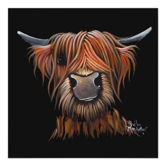 Poster Scottish Hairy Highland Cow 'BRUCE' Imprimer (Devant)