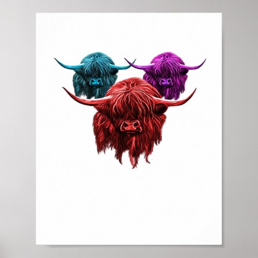 Poster Scottish Highland Cow Colorful Herd Classic T-Shi (Devant)