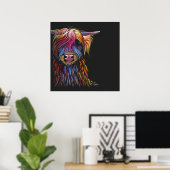 Poster Scottish Highland Cow ' FLoWER PoT ' par Shirley M (Bureau à domicile)