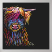 Poster Scottish Highland Cow ' FLoWER PoT ' par Shirley M (Devant)