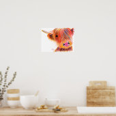Poster Scottish Highland Cow ' SWEET SATSUMA ' par Shirle (Cuisine)
