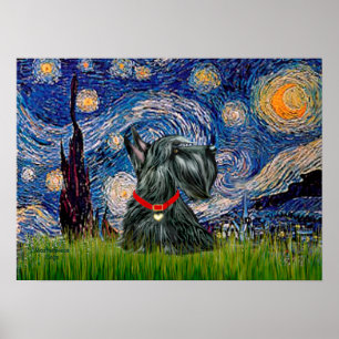 Poster Scottish Terrier 12c -Starry Night