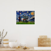 Poster Scottish Terrier 12c -Starry Night (Cuisine)