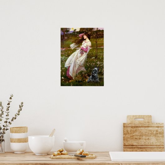 Poster Scottish Terrier 3 - Fleurs à vent (Cuisine)