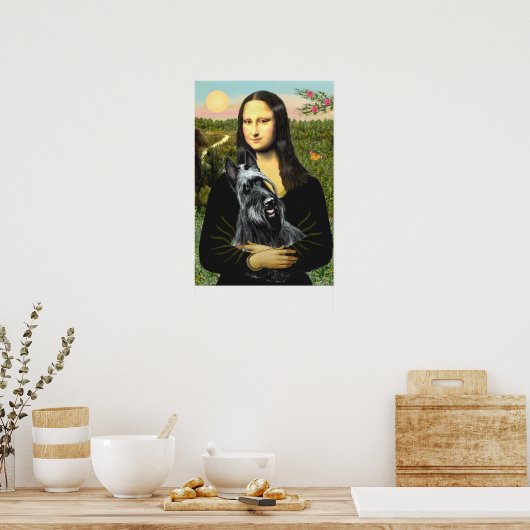 Poster Scottish Terrier 3 - Mona Lisa (Cuisine)