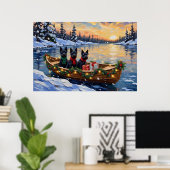Poster Scottish Terrier Christmas Boat Holiday (Bureau à domicile)