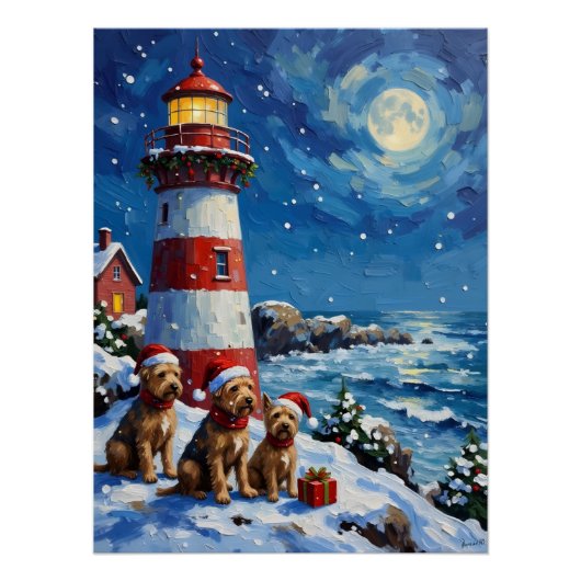 Poster Scottish Terrier Christmas Lighthouse Holiday (Devant)