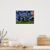 Poster Scottish Terrier (deux noirs) - Starry Night (Cuisine)