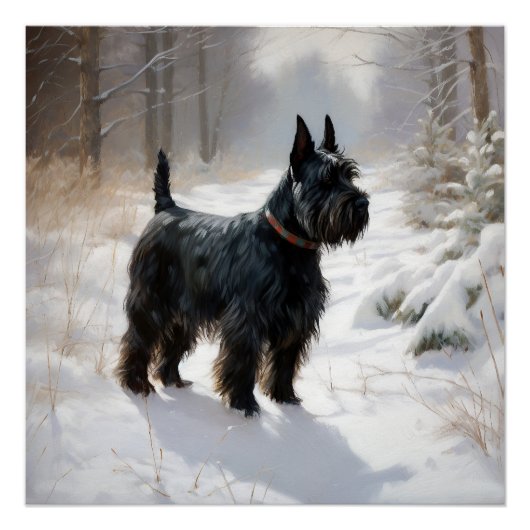 Poster Scottish Terrier Laisser Il Neige Noël (Devant)