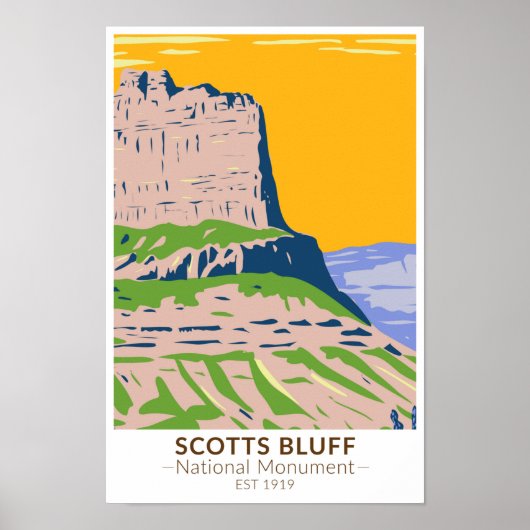 Poster Scotts Bluff Monument National Nebraska Vintage (Devant)