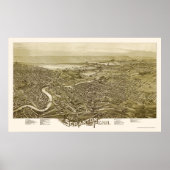 Poster Scranton, PA Carte panoramique - 1890 (Devant)