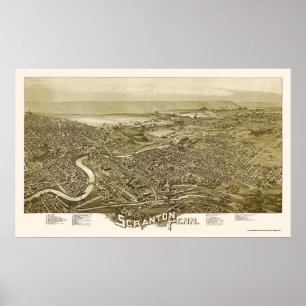 Poster Scranton, PA Carte panoramique - 1890