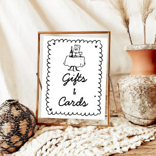 Poster Scribble à la main Cocktail Cadeaux et cartes