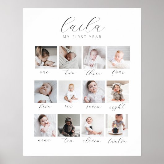 Poster Script 1ère année 12 Photo Collage avec mois (Devant)
