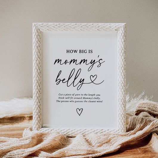 Poster Script Baby shower Quelle est la taille du ventre