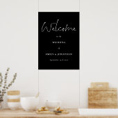 Poster Script blanc moderne noir Bienvenue à Mariage Post (Cuisine)
