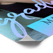 Poster Script bleu diplômé | Cool Brush Photo Keepsaké (Coin)