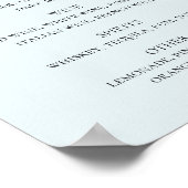 Poster Script calligraphie bleue mariage menu bar boisson (Coin)