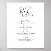 Poster Script classique Le Bar Mariage Boissons Menu Sign (Devant)