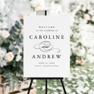 Poster Script classique Mariage noir et blanc Bienvenue