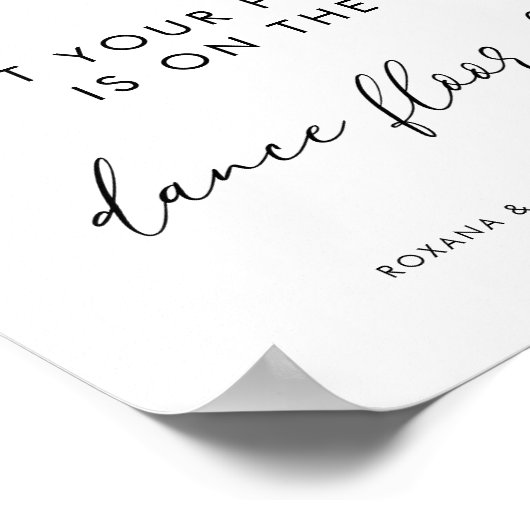 Poster Script Coeur Chic Drôle Dance Floor Mariage Signal (Coin)