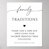 Poster Script & Coeur Famille Traditions Baby shower Sign (Devant)