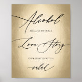 Poster Script de calligraphie Alcool Love Story Mariage S (Devant)