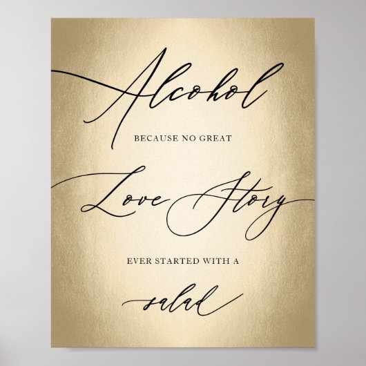 Poster Script de calligraphie Alcool Love Story Mariage S (Devant)