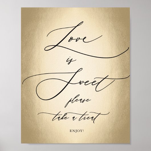 Poster Script de calligraphie Gold Love Is Sweet Mariage (Devant)