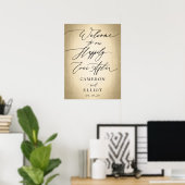 Poster Script de calligraphie Heureux Jamais après le sig (Bureau à domicile)