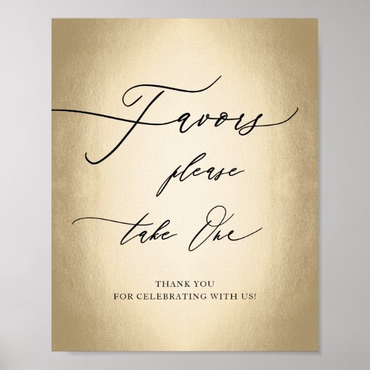 Poster Script de calligraphie moderne Gold Favore Mariage (Devant)