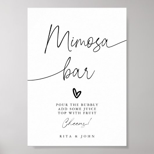 Poster Script de calligraphie moderne Mariage de bar Mimo (Devant)