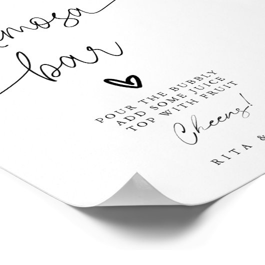 Poster Script de calligraphie moderne Mariage de bar Mimo (Coin)