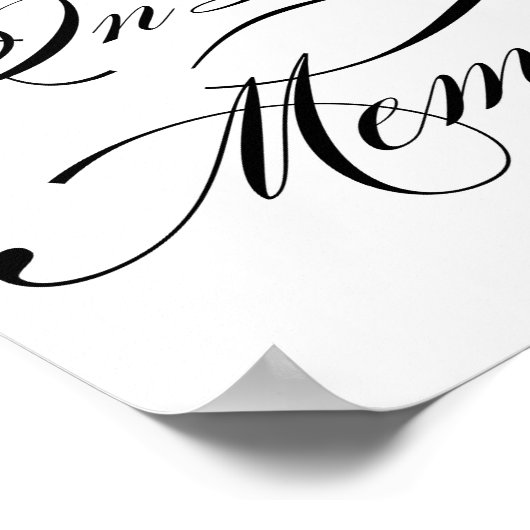 Poster Script De Calligraphie Noir Élégant En Mémoire D'A (Coin)