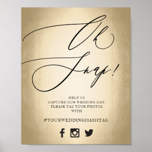 Poster Script de calligraphie or Oh Snap Mariage Signal
