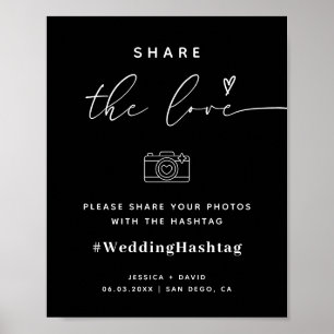 Poster Script de calligraphie Partager Le Hashtag Mariage